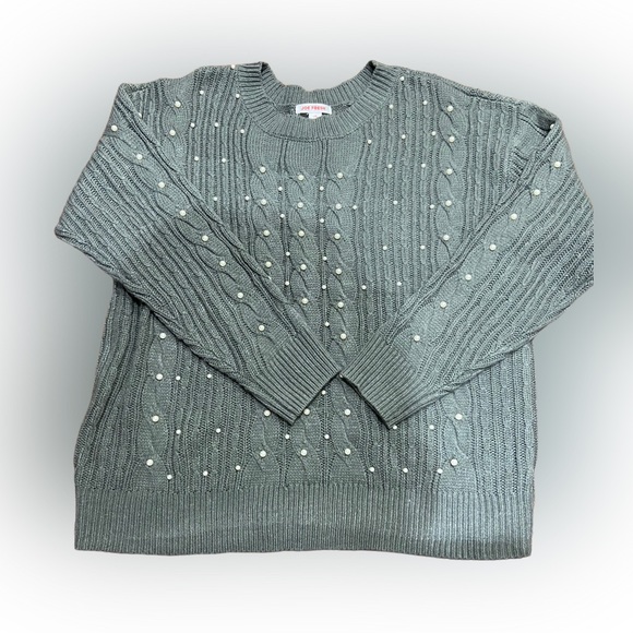 Joe Fresh Pearl stuffed grey cable knit sweater - Picture 1 of 4